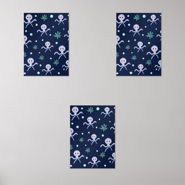 Sets De Impresiones Patrón de pulpo bajo el mar (Anverso)