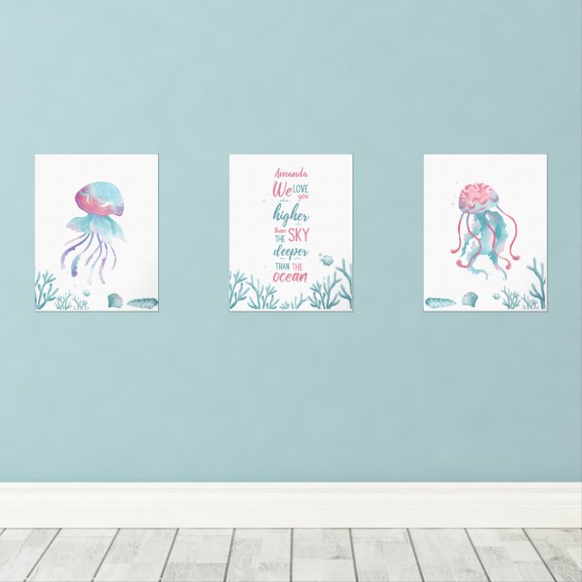 Sets De Impresiones Personalizable de amor de turquesa verde profundo (Suelo de Madera)