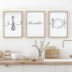 Sets De Impresiones Personalizado Kitchen Wall Art, Calentador de casa