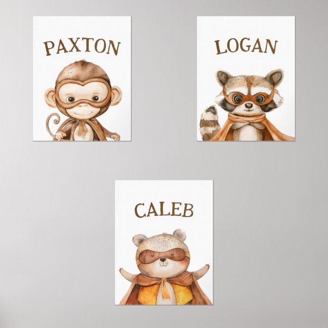 Sets De Impresiones Personalizados de animales de superhéroes (Anverso)