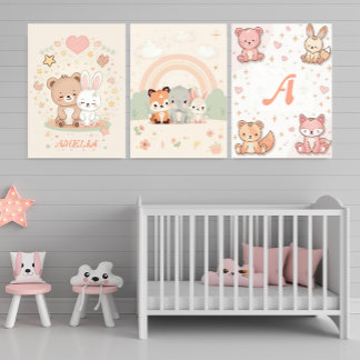 Sets De Impresiones Personalized Kawaii Nursery Baby Name Poster