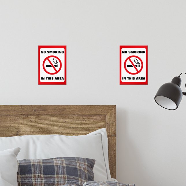 Sets De Impresiones Red and White No Smoking (Dormitorio)