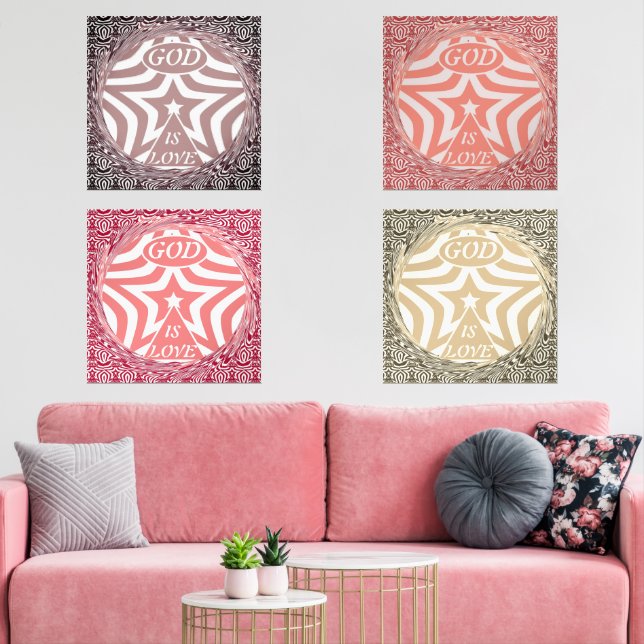 Sets De Impresiones Red Whirl Pattern Poster Print - Intricate Art   (Sala de estar)