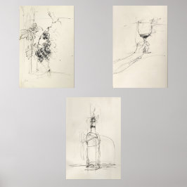 Sets De Impresiones Resumen del Triptych del Vino -