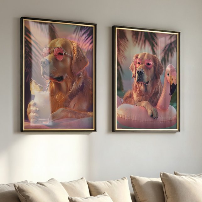 Sets De Impresiones Retrato de Mascota de verano tropical de Golden Re (Subido por el creador)