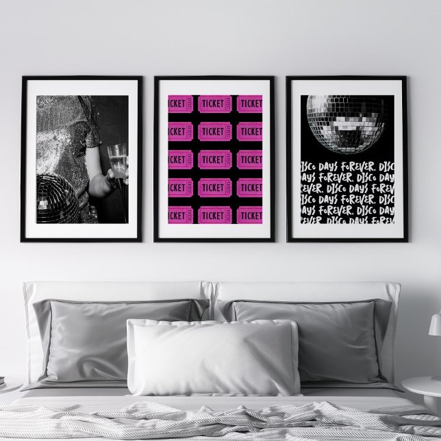 Sets De Impresiones Retro Disco Days Disco Ball Black & White Pink (Subido por el creador)