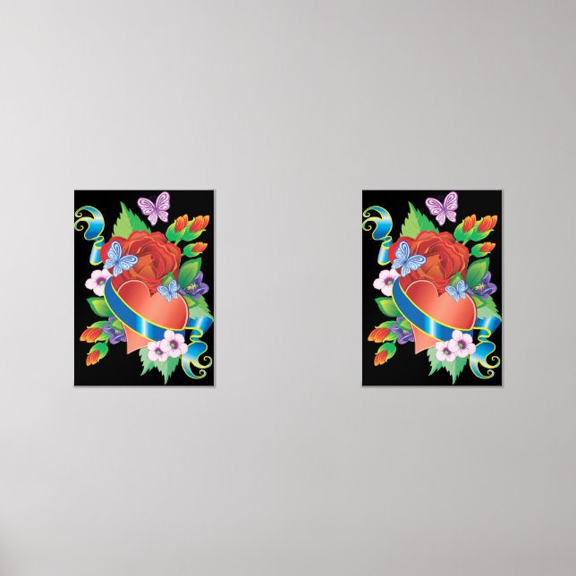 Sets De Impresiones Romantic Heart & Blooms” (Anverso)