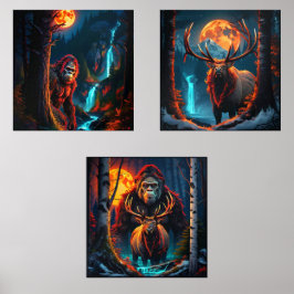 Sets De Impresiones Sasquatch Moonlit Hunt