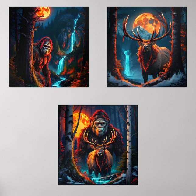 Sets De Impresiones Sasquatch Moonlit Hunt (Anverso)