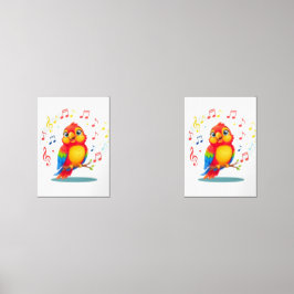 Sets De Impresiones **Singing Parrot – Cute Parrot Singing Illustratio