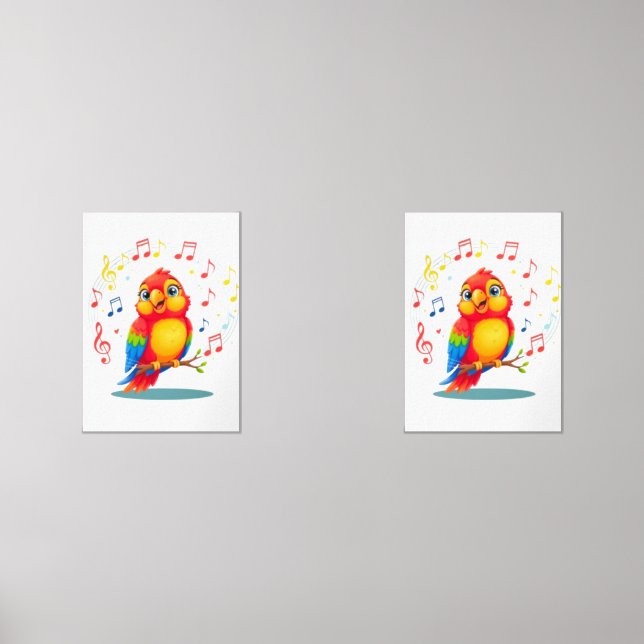Sets De Impresiones **Singing Parrot – Cute Parrot Singing Illustratio (Anverso)