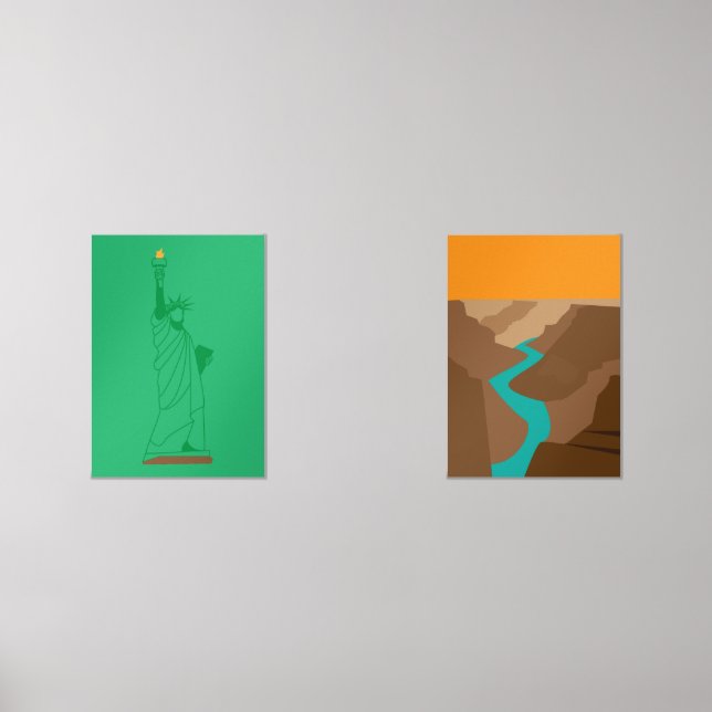 Sets De Impresiones The Grand Canyon and Statue of Liberty (Anverso)