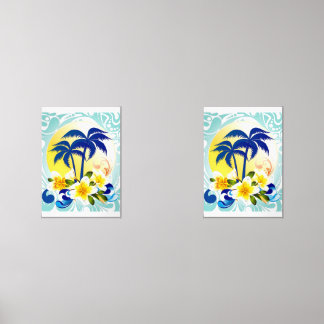 Sets De Impresiones Tropical Palm Paradise with Plumeria Bloom