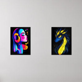 Sets De Impresiones Un perfil vibrante y colorido de una persona que l