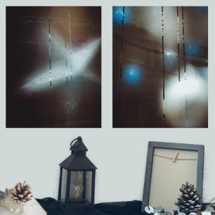 Sets De Impresiones Ventanilla de vapor oscura con mosaicos de Navidad