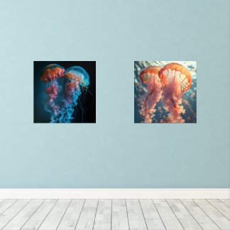 Sets De Impresiones Vibrante pareja de medusas