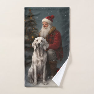 Setter Inglés con Santa Claus Navideño Festivo