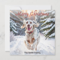 Setter Inglés Perro Nieve Acuarela Feliz Navidad