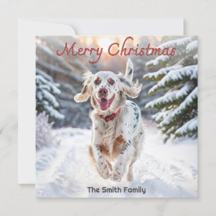 Setter Inglés Perro Nieve Acuarela Feliz Navidad