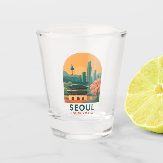 Seúl Corea del Sur Vaso de Chupito – Arte de Viaje (Anverso)