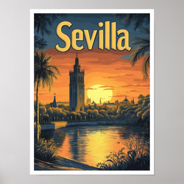 Sevilla España Ilustracion de Viajes de Arte Vinta (Frente)