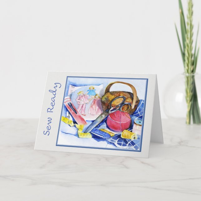 Sew Ready, Watercolor, tarjeta plegada 7x5 (Anverso)