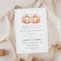 Sexo azul rosado de la piel de calabaza Invitación