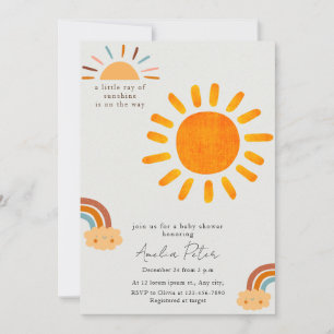 Sexo Sunshine Neutral Boho Sun Invitación Baby Sho