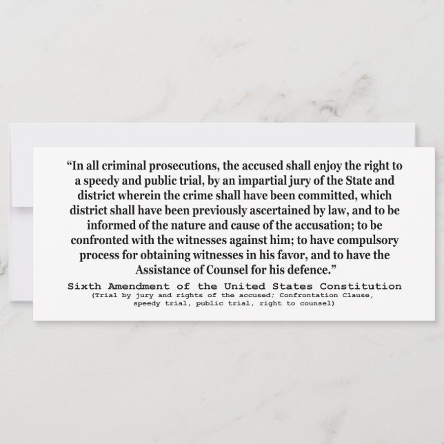 Sexta enmienda a la Constitución de los Estados Un (Anverso)