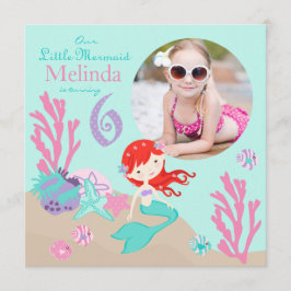 Sexta invitación del cumpleaños de la sirena