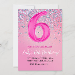 Sexto cumpleaños Chica invitación