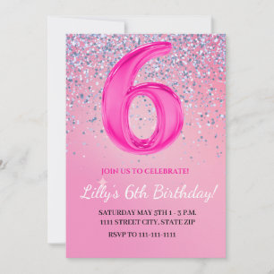 Sexto cumpleaños Chica invitación