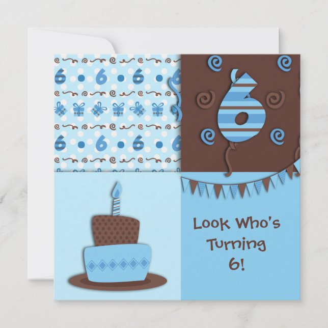 Sexto cumpleaños: Muchacho: Invitación (Anverso)