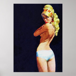 Sexy Blonde Chica de pulpa de cosecha arte de port