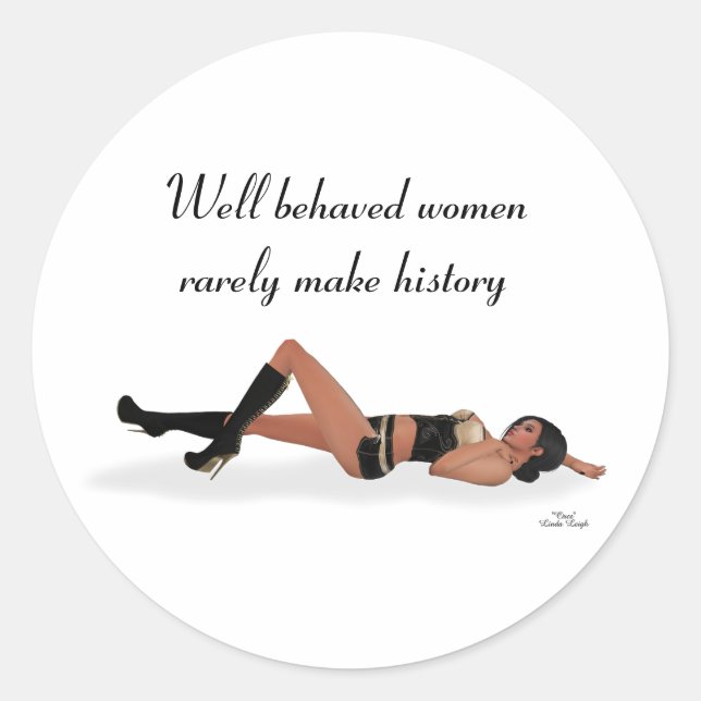 Sexy Brunette Pinup Chica Pegatinas durmientes (Anverso)