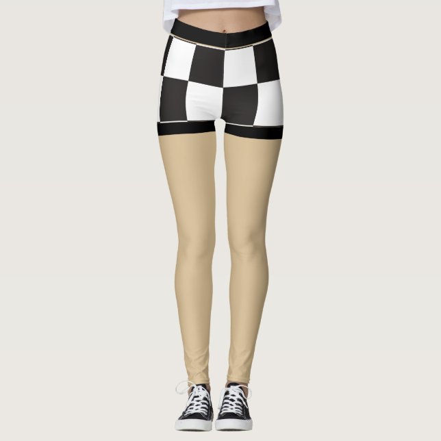 Sexy Checkered pantalones cortos falsos en blanco  (Anverso)