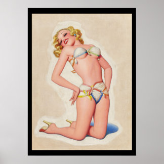 ¡Sexy rubio! Vintage Pin up chica poster de arte