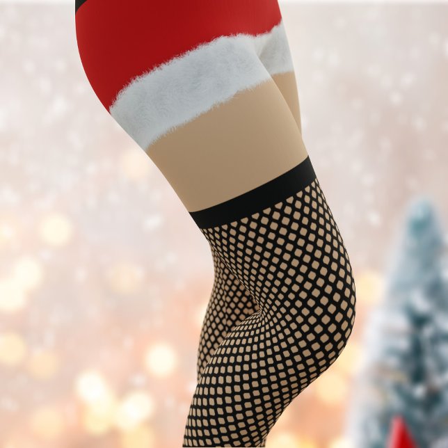 Sexy Santa Fishnet Stockings Navidades Leggings (For naughty and nice girls. Just add your initial to these sexy Santa leggings)