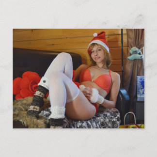 Sexy Santa's Helper clavando foto chica postal