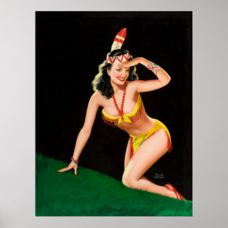 Sexy Vintage Pin arriba poster de arte chica