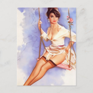 Sexy Vintage pin up postal arte chica