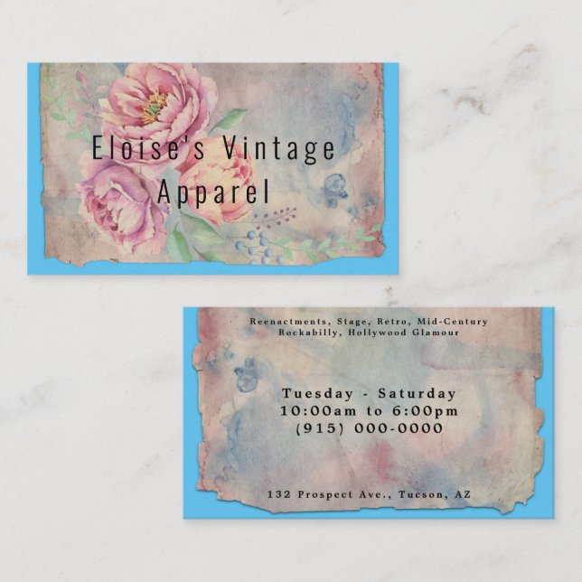 Shabby Chic Antique Paris Style Tarjeta de negocio (Anverso / Reverso)