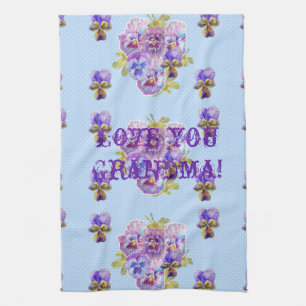 Shabby Chic Blue Love You Grandma Tea Toalla