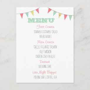 Shabby Chic Bunting Boda Menu Pink and Mint