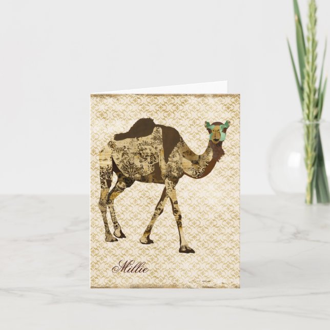 Shabby Chic Camel Personalizado Notecard (Anverso)