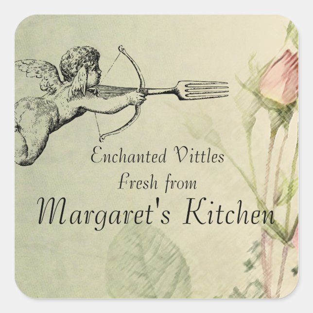 Shabby chic cupido flecha de horquilla pegatina de (Anverso)