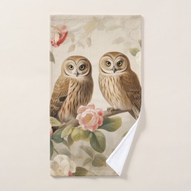 Shabby Chic Elegant Owls (Toalla de mano)