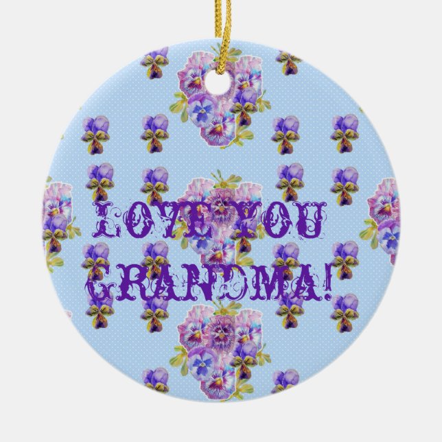 Shabby Chic Floral Love You Grandma Decoración (Frente)