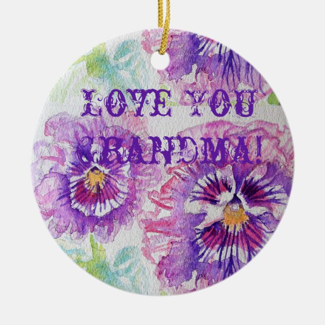 Shabby Chic Floral Love You Grandma Decoración (Frente)