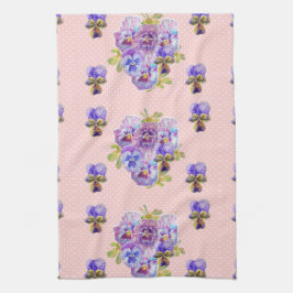 Shabby Chic Pink Pansy Floral Kitchen Toalla de té